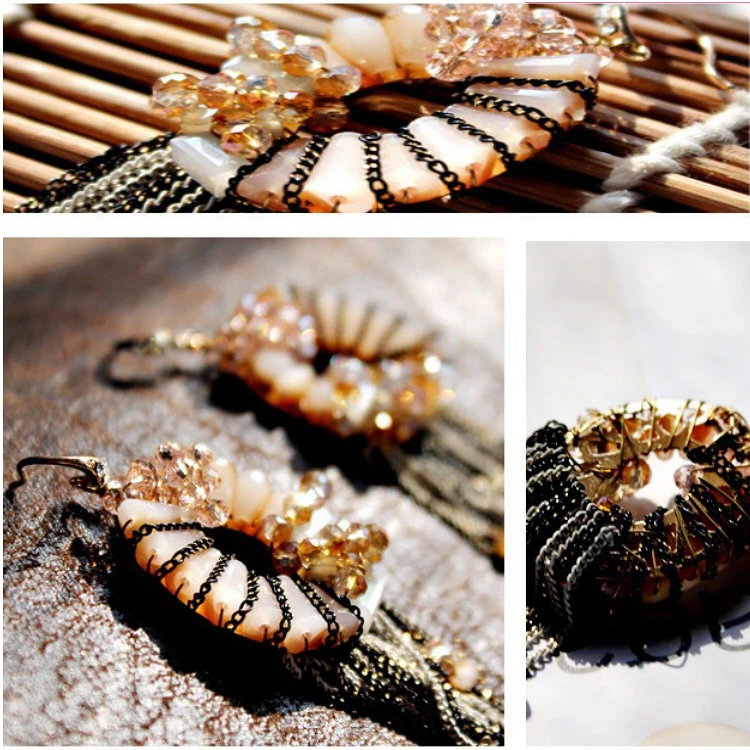 Wholesale fashion charm elegant latest earring designs exotic vintage style dangle tassel earrings for women,tassel hanging tassel