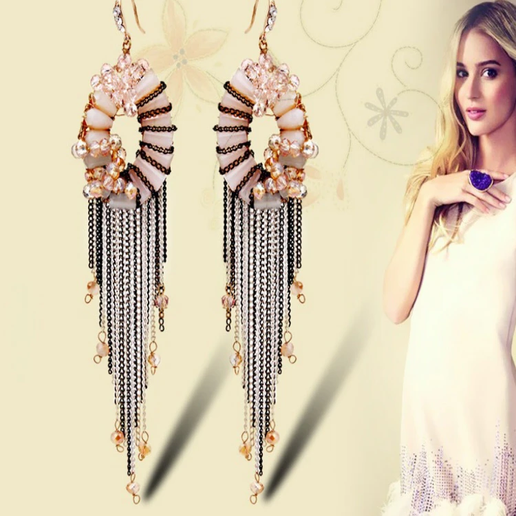 Wholesale fashion charm elegant latest earring designs exotic vintage style dangle tassel earrings for women,tassel hanging tassel