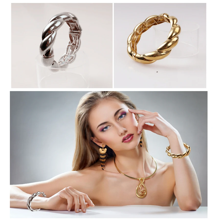Wholesale fashion jewelry gorgeous Europe and America sweet jewelry simple crystal gold bracelet bangle