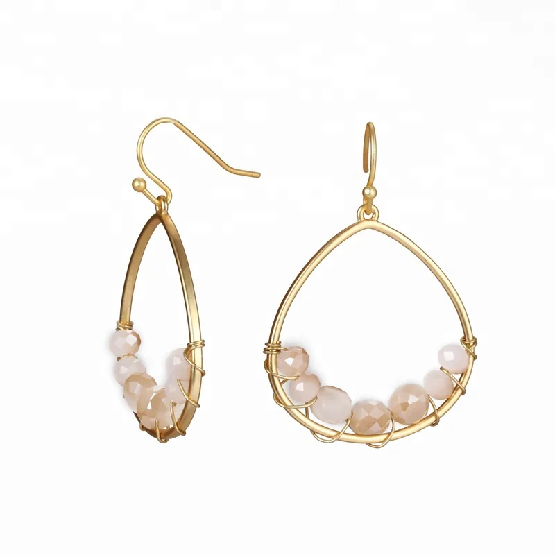 Wire wrapped Earrings with Glass Bead Fashion Earings for Women 2018