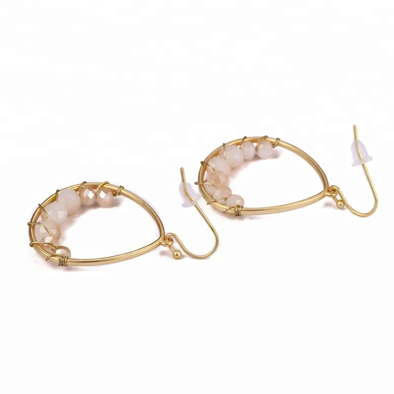 Wire wrapped Earrings with Glass Bead Fashion Earings for Women 2018