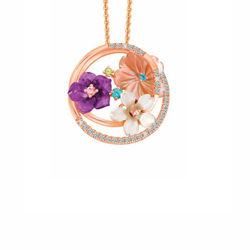 Women Jewelry Alloy Crystal Resin Jewelry Rose Gold Plated Jewelry Necklace Stud Earrings Sets N1010