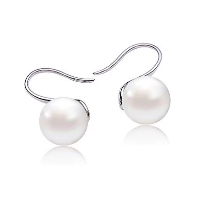 Women's Classical White Freshwater Cultured Pearl Dangle Earrings Shenzhen Factory
