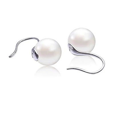 Women's Classical White Freshwater Cultured Pearl Dangle Earrings Shenzhen Factory