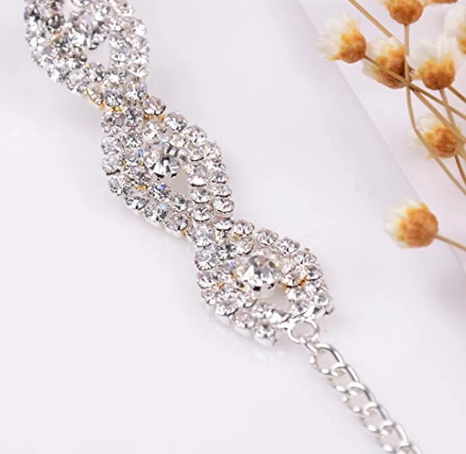 Womens Silver Plated White Clear Rhinestone Crystal Bracelet Jewelry Supplier