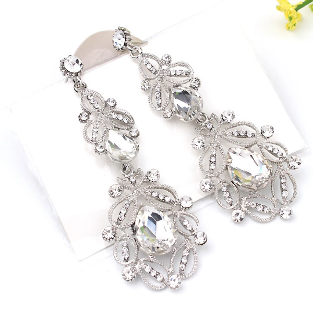 Fashion diamond silver,nickel plated stud earrings supplier for women