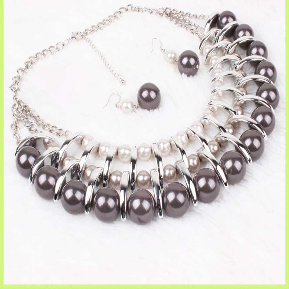 Fashion Factory neueste Design elegante Perle Halskette Set Charm Schmuck n1006