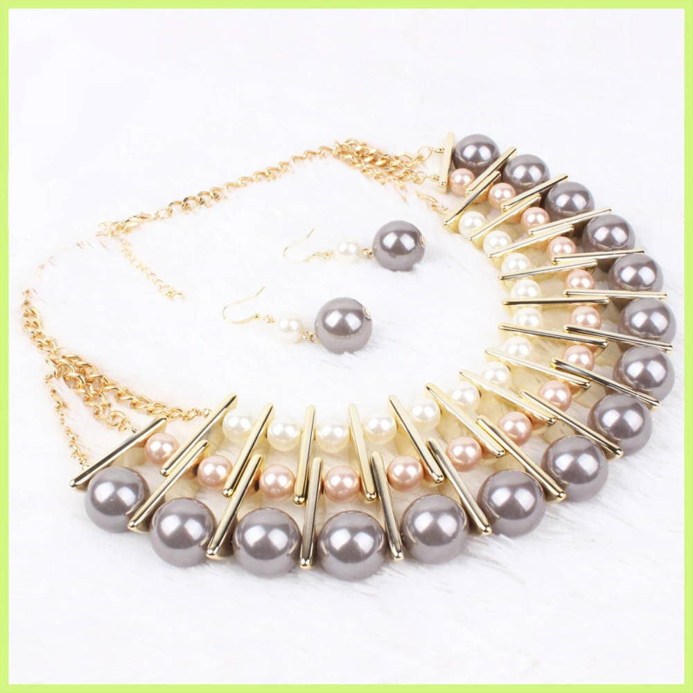 Fashion Factory neueste Design elegante Perle Halskette Set Charm Schmuck n1006