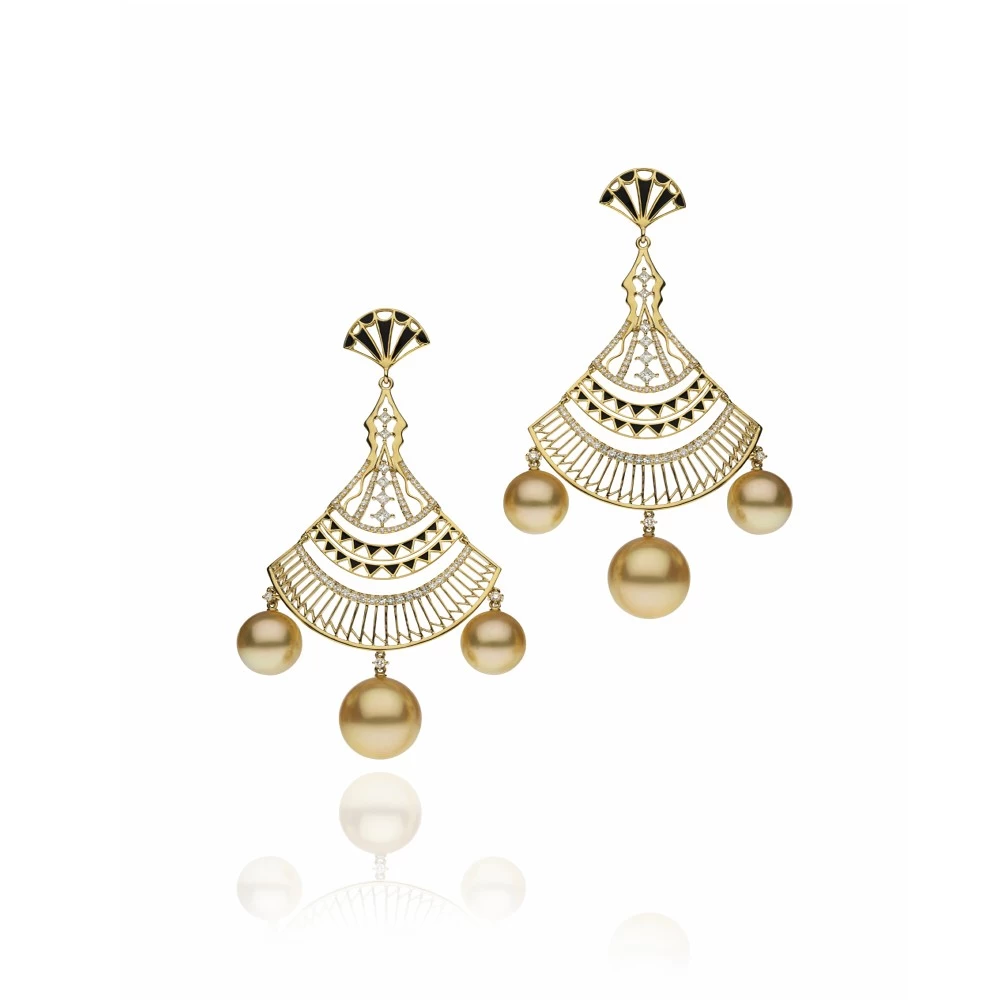 China round pearl fan shape earrings , fashion earrings for women jewelry, women earrings E1018 manufacturer