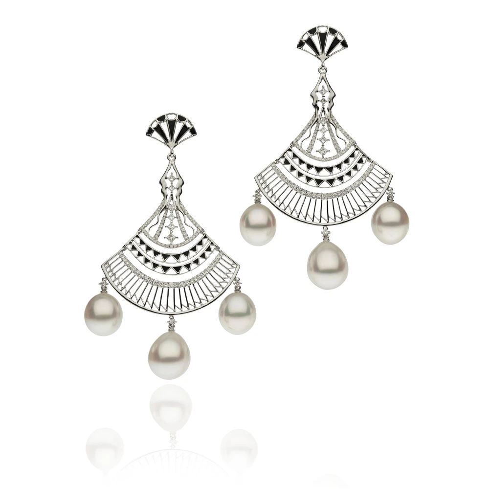 round pearl fan shape earrings , fashion earrings for women jewelry, women earrings E1018