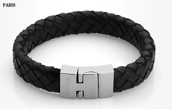 China wholesale custom fashion magnetic clasp handmade genuine mens leather bracelet manufacturer China manufacturer