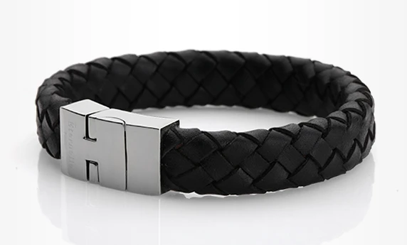 wholesale custom fashion magnetic clasp handmade genuine mens leather bracelet manufacturer China