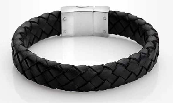 wholesale custom fashion magnetic clasp handmade genuine mens leather bracelet manufacturer China