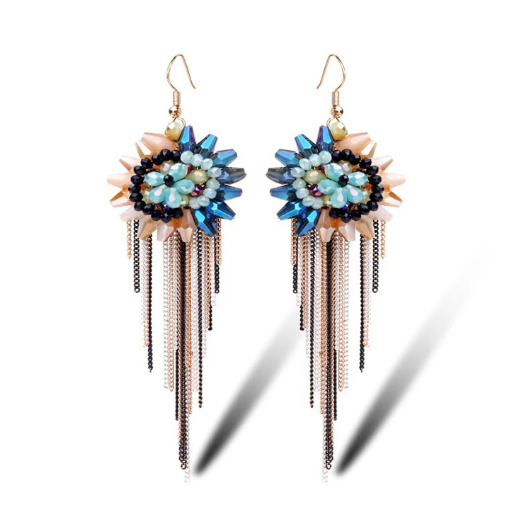 wholesale fashion jewelry tassle drop silk thread earring,earring factory china,latest model fashion colorful tassle earrings