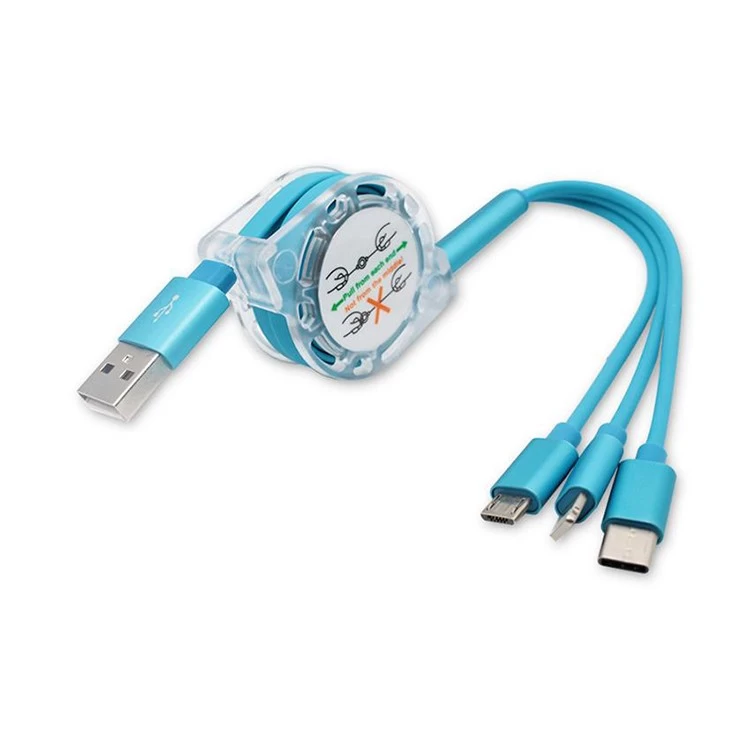 Câble rétractable multi chargeur USB 3 en 1 cordon de charge