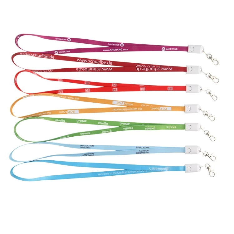 China 2 in 1 customized logo lenny lanyard charging cable for iphone & micro usb manufacturer