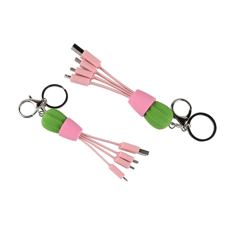 China Bespoke cactus shaped pvc multi 4 in 1 usb charging cable manufacturer