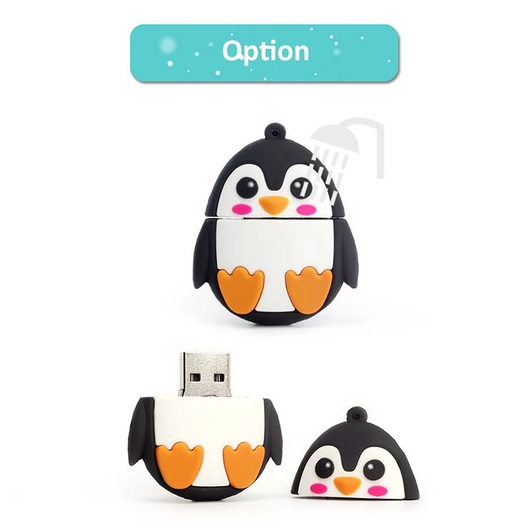 Китай Customized PVC Penguin Shape animal USB Sticks производителя