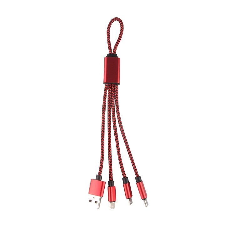 China Nylon braided 4 in 1 micro usb charging cable with custom logo manufacturer