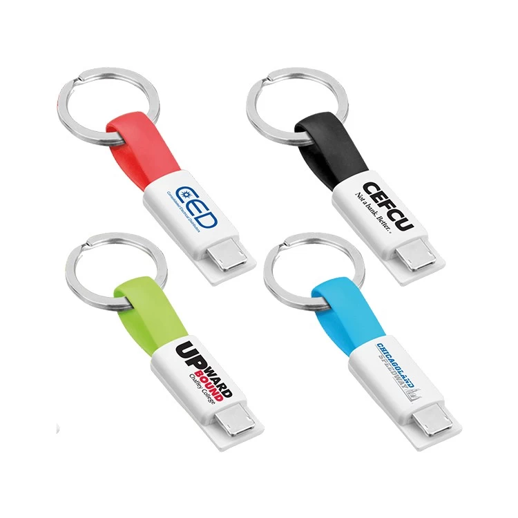 China Promotional 2 in 1 magnetic keychain usb charging cable with logo design manufacturer