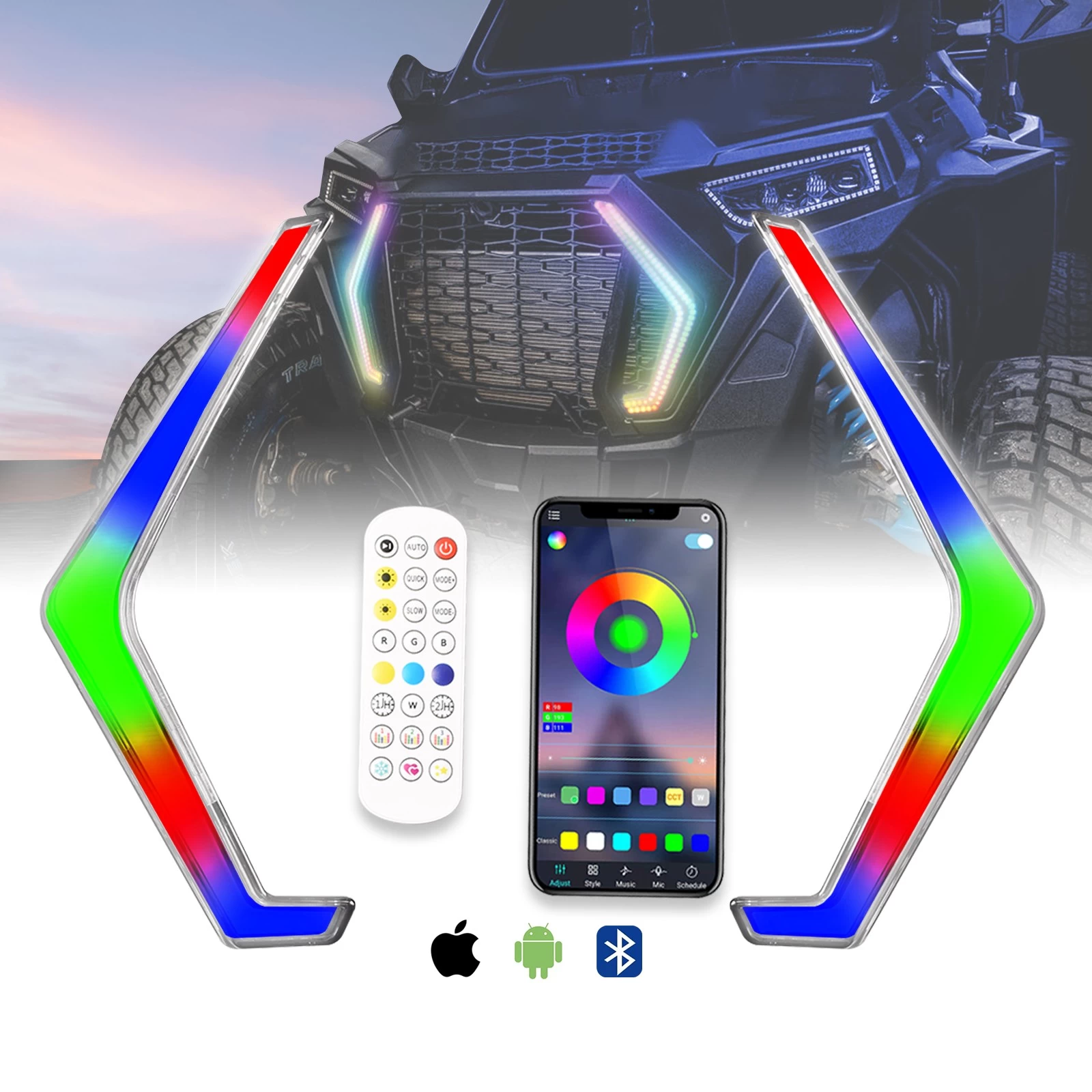 China Unionlux RZR Turn Signal Fang Lights , LED Turn Signal light with Chasing Color ,Remote Control, Front Signature Accent Fang Light Assembly for Polaris RZR XP 1000 Turbo 2019 2020 2021 manufacturer