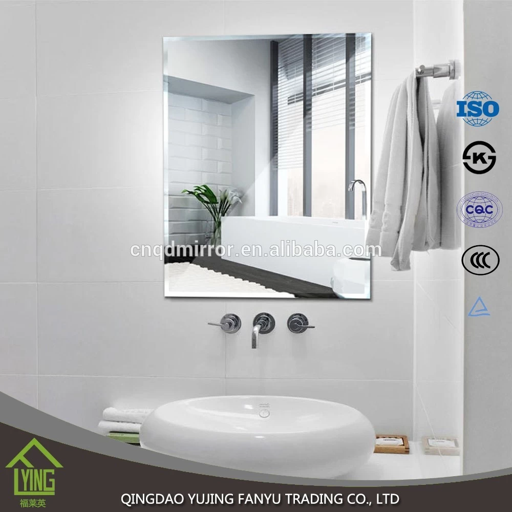 الصين 6mm frameless custom shape bathroom silver mirror الصانع