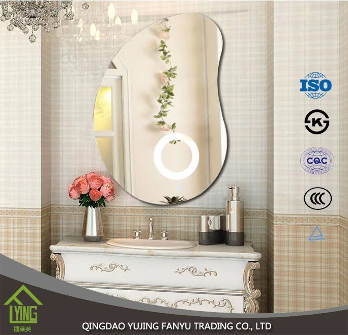 China China mirrror factory custom size LED lighted wall mounted bathroom mirrors manufacturer