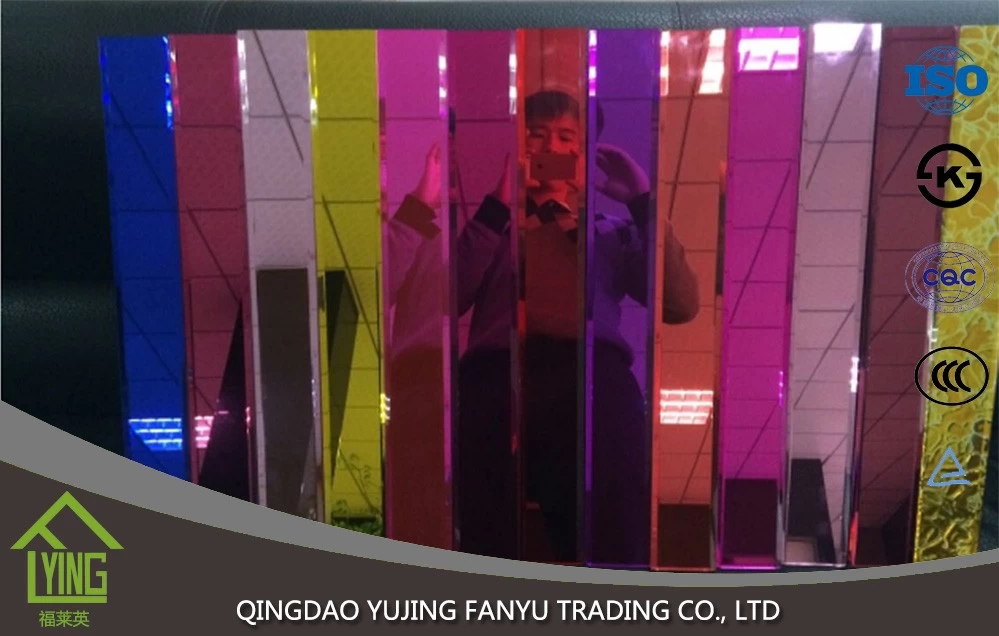China factory price 1.8/3/4/5mm thickness Colored Mirror glass with polished edges fabricante