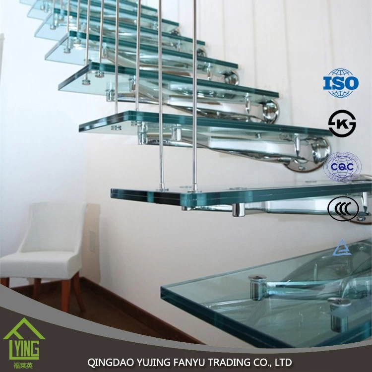 China Hot sale 4 5 6 8 10 12 15 19mm thick tempered laminated balustrade glass / Building Construction manufacturer