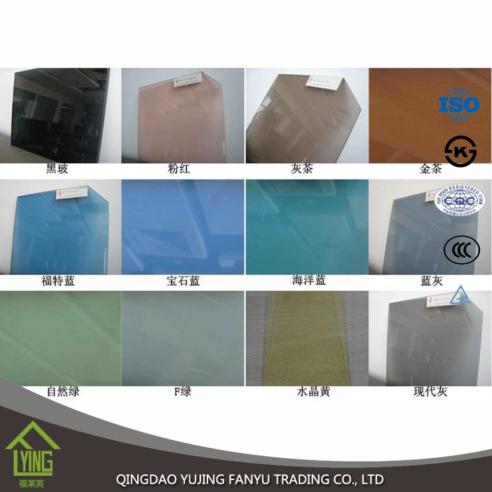 China YUJING hohe Qualität 4-12 mm Bronze, grau, blau, grün, rosa getönt Floatglas Hersteller