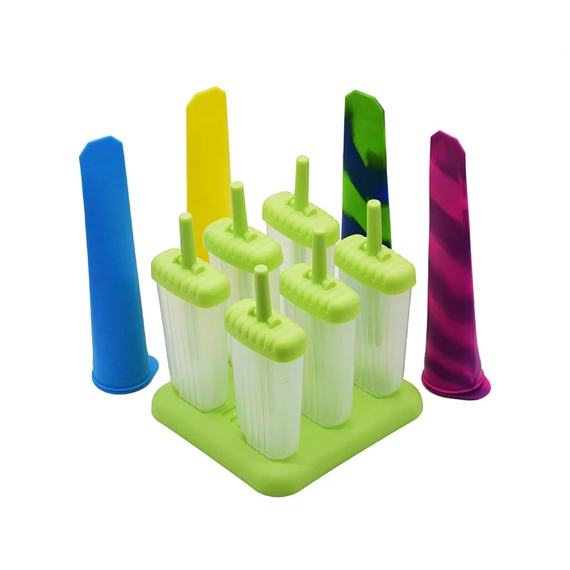 2018 Sommer Hot Food Grade Material Kunststoff Popsicle Form Silikon Popsicle Schlauch Set