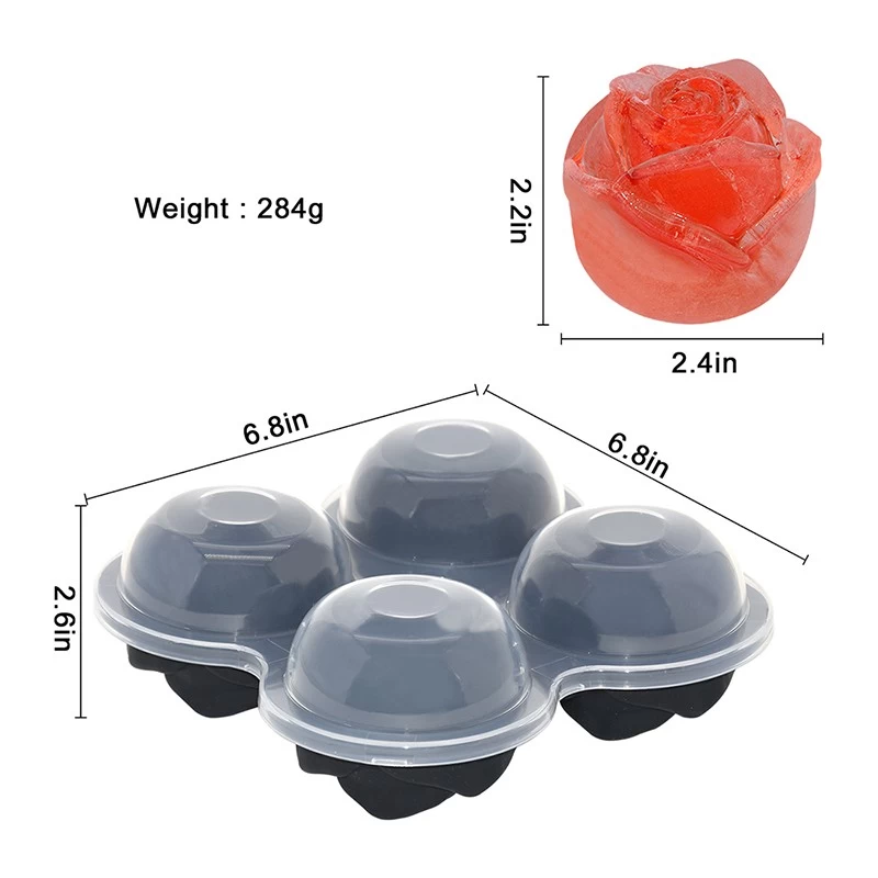 Bhd en gros 3D rose fleur conception de glaçons de glaçon de cube lave-vaisselle coffre-fort glace boule moule moule de glace de silicone durable