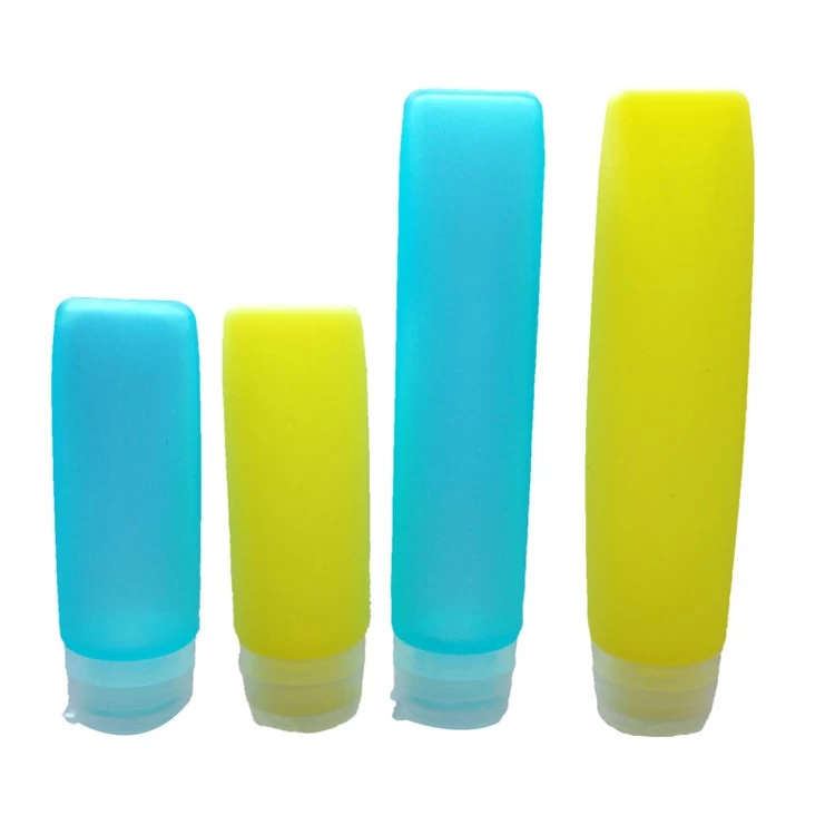 Bouteilles de voyage de silicone sans BPA, 4 bouteilles portatives de voyage de paquet pour le cosmétique de shampooing