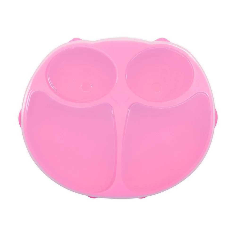 Benhaida BPA Free Food Grade Skid Resistant Suction Cup Unbreakable Non Slip Suction Silicone Owl Feeding Plate with Lid
