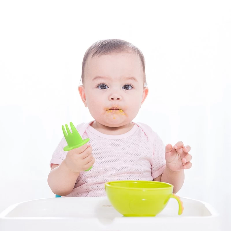 Benhaida Factory Direct BPA BPA Grade Free Food Grade Plastitcyddler Eating Baby Learning Feeding Spoon and Fork