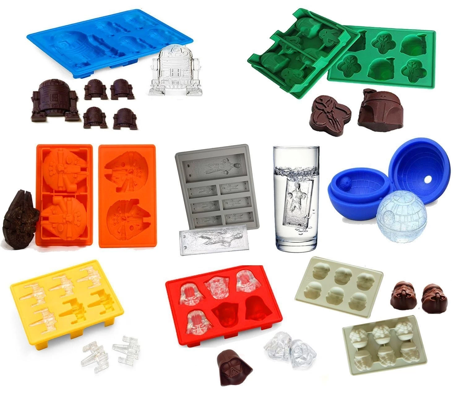 Complete Set of 9 Star Wars Silicone Chocolate Candy Mold Ice Cube Tray