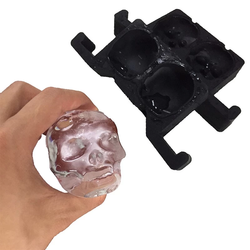 Crystal clear Silicone ice skull mold,Transparent Ice Skull Maker with Heat insulation Foam