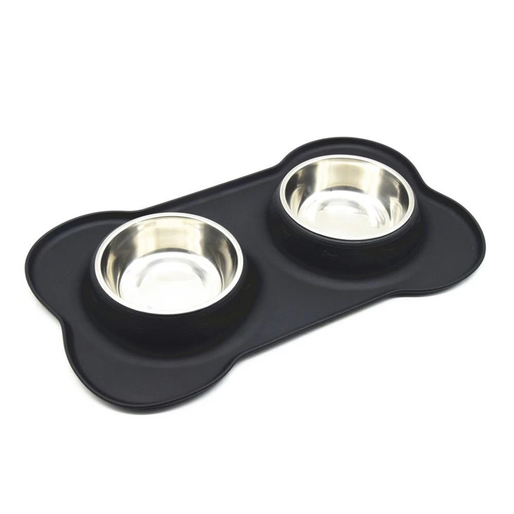 Dog Bowls Stainless Steel Dog Bowl with No Spill Non-Skid Silicone Mat Feeder Bowls Pet Bowl for Dogs Cats and Pets