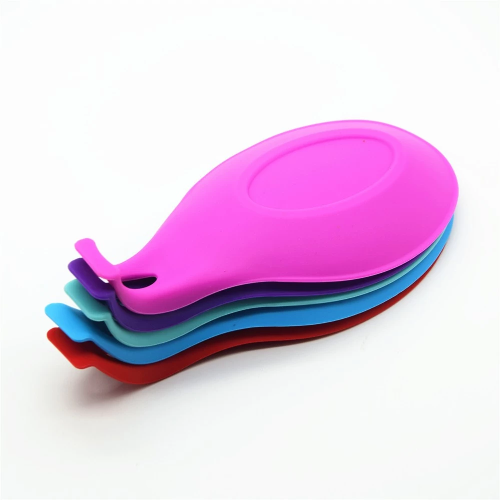 Heat Resistant Large Almond Shape Silicone Spoon Holder Rest