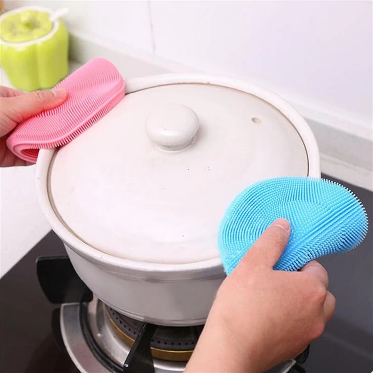 Magic Kitchen Cleaning Scrubbers,Antibactetial Silicone Round Dish Scrubber Brush