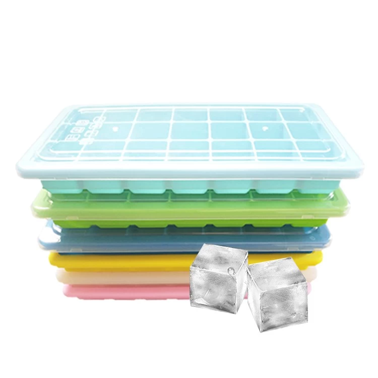 Neue Ankunft 21 Cavity Square Eiswürfelschale, Silikon Eiswürfelbereiter mit Kunststoffdeckel