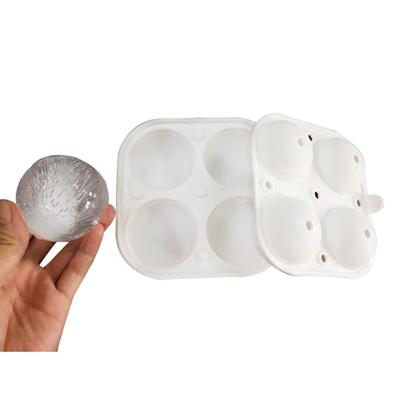New Design 4 pack compact Silicone ice ball maker,easy to take 2 inch ice ball mold