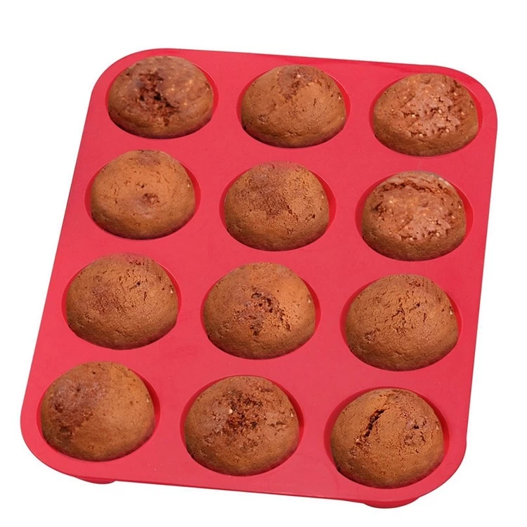 Nastytick Cake Pan FDA silicone 12 tasse de muffin pan, tartre au four en silicone résistant à la chaleur