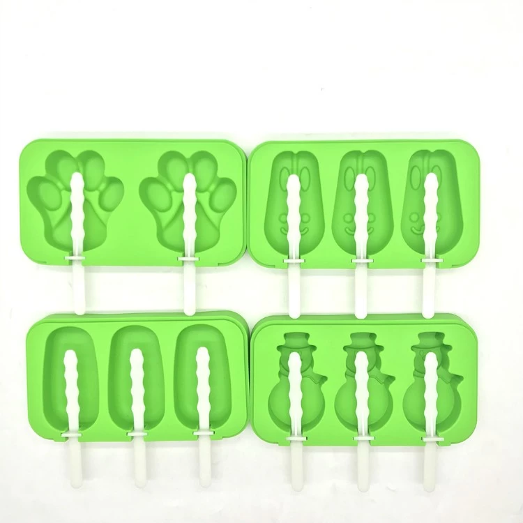 Packs of 4 Reusable Ice Cream maker Snowman Silicone Ice Pop Mold FDA Silicone Popsicle Maker