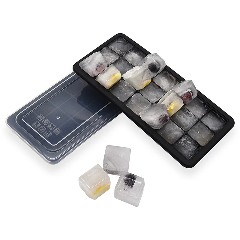 Set of 2 Silicone Ice Cube Trays With Lids  Makes 21 Ice Cubes, Food Grade Silicone BPA Free Ice Trays