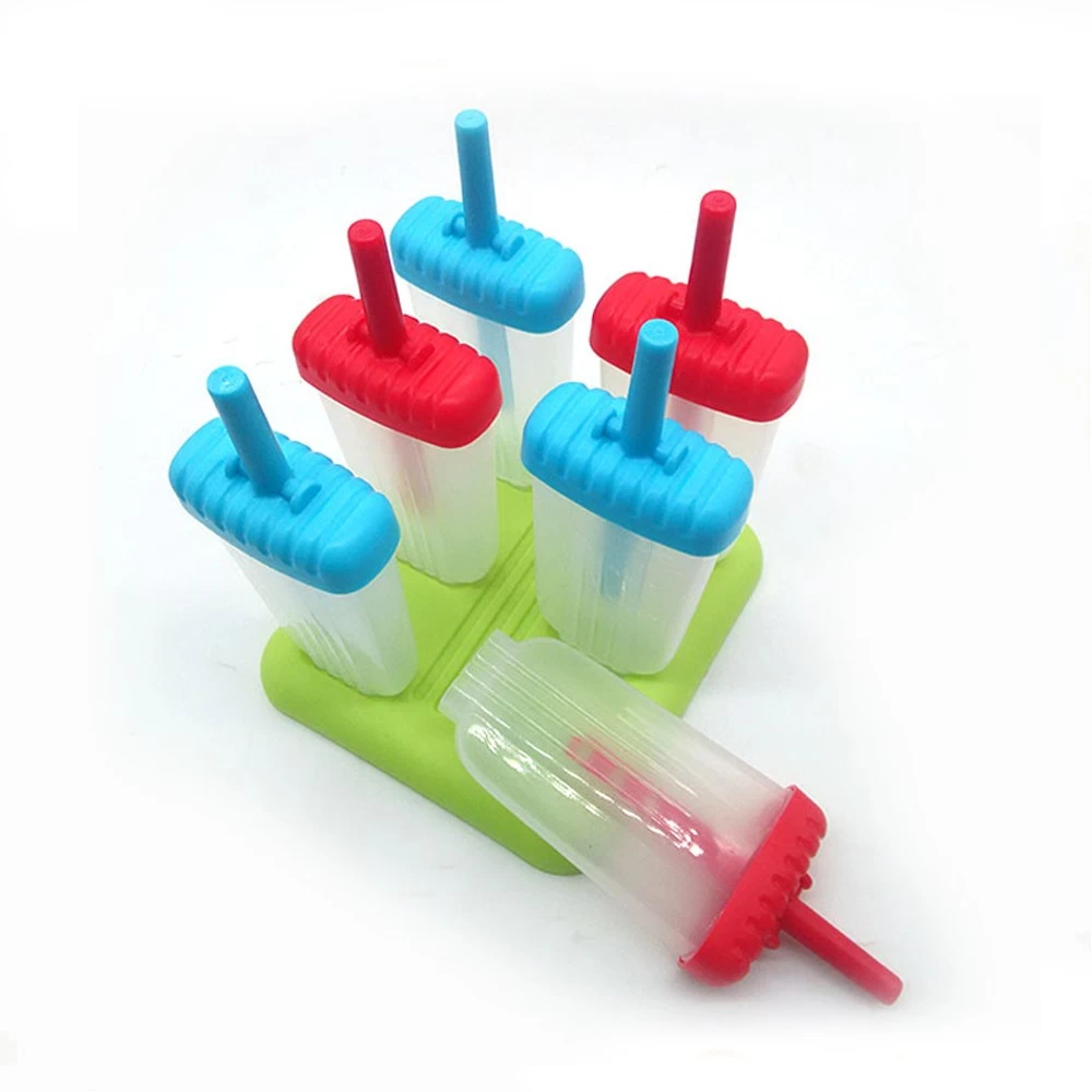 Set of 6 Ice Pop Maker,DIY Ice Cream Popsicle Molds with Sticks, Plastic PP Reusable Homemade Tools