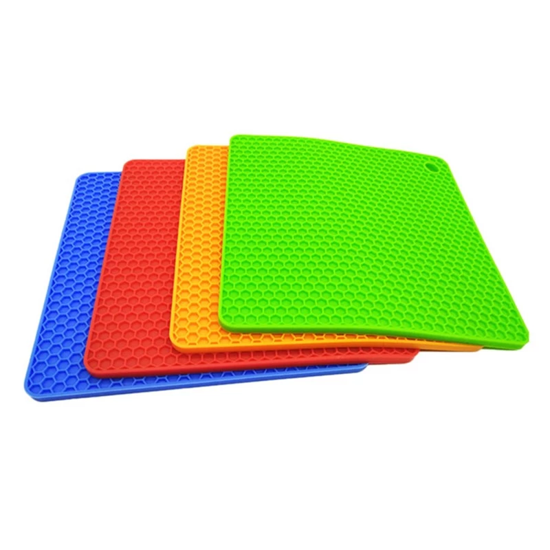 Square Honeycomb Heat Insulation Silicone trivet Pad, Pot Holder Mat