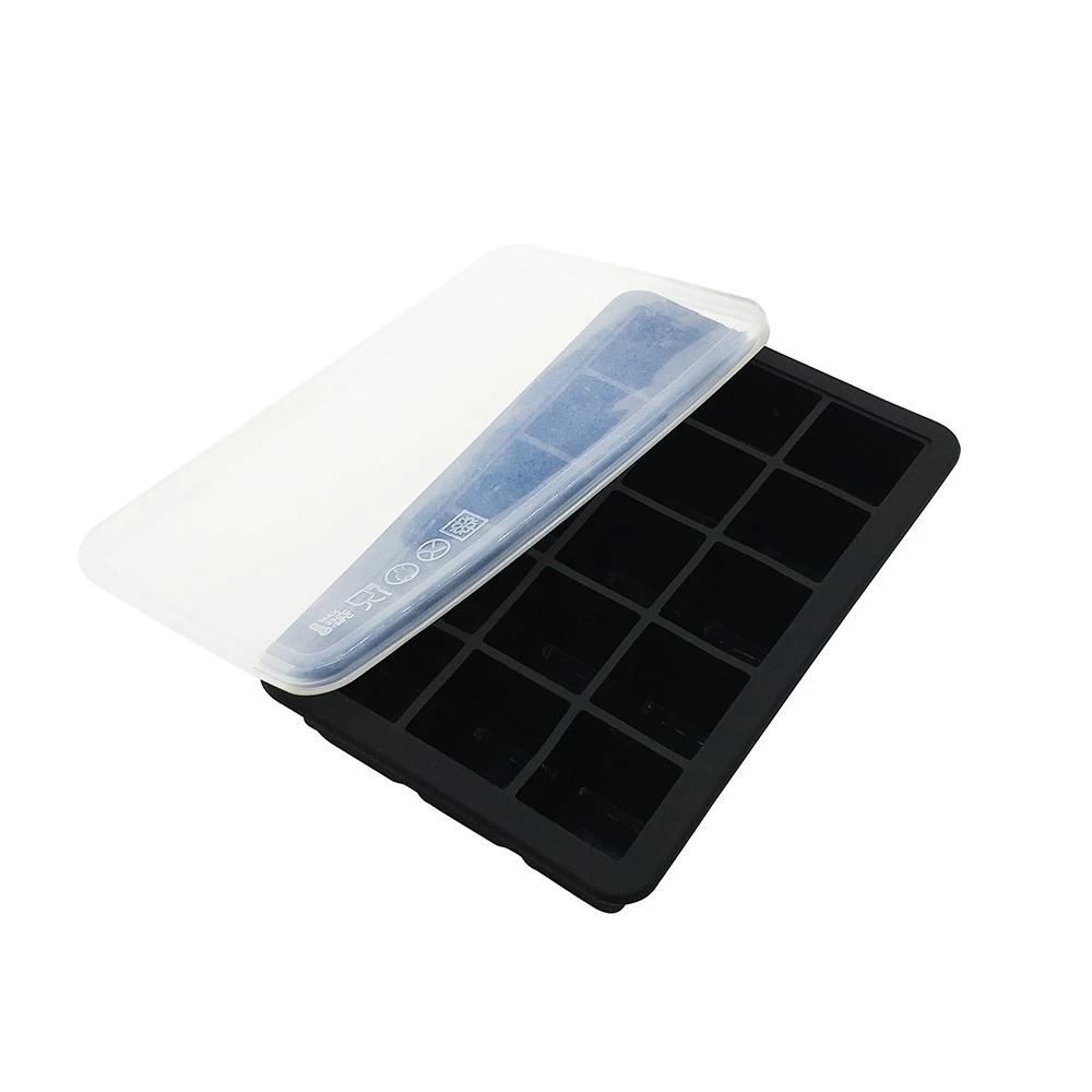 Summer Hot Classical FDA Silicone Customized 15 cavity Ice Cube tray with Lid