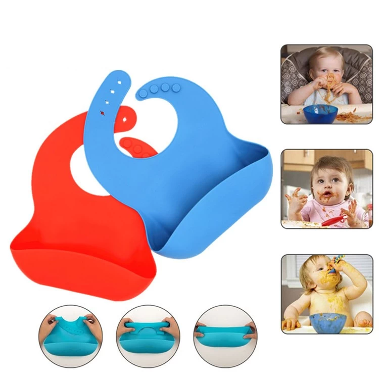 China Wasserdichte Silikon-Lätzchen leicht wischt sauber! Bequeme Soft-Babylätzchen Verbringen Sie weniger Zeit nach dem Essen mit Babys oder Kleinkindern! Hersteller