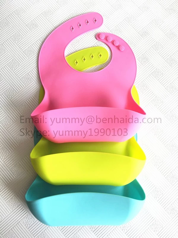Waterproof Soft Silicone Baby Feeding Bib with Food Catcher Pocket, Food Catcher Silicone Bib